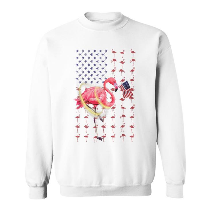 Flamingo American Usa Flag 4Th Of July Patriotic Funny  Sweatshirt
