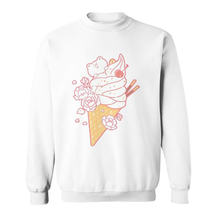 Frog Ice Cream Cone Cute Kawaii Aesthetic Sweatshirt