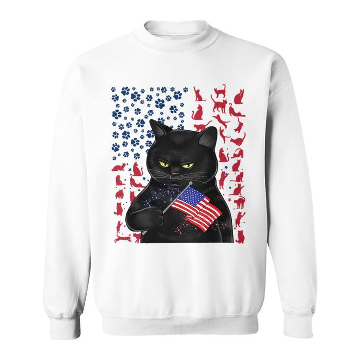 Funny Black Cat Independence Flag 633 Shirt Sweatshirt