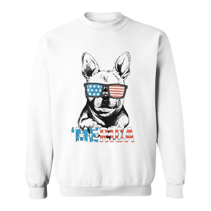 Funny Frenchie Merica Gift Boys Girls Dog Lover 4Th July  Sweatshirt