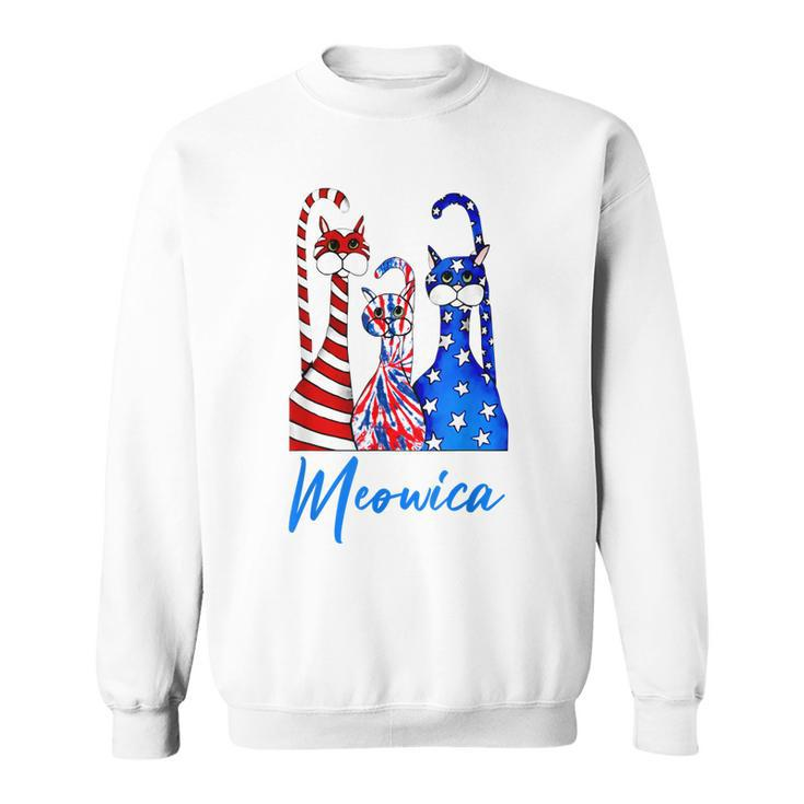Funny Tie Dye Meowica 4Th Of July Cat Lovers Patriotic  Sweatshirt