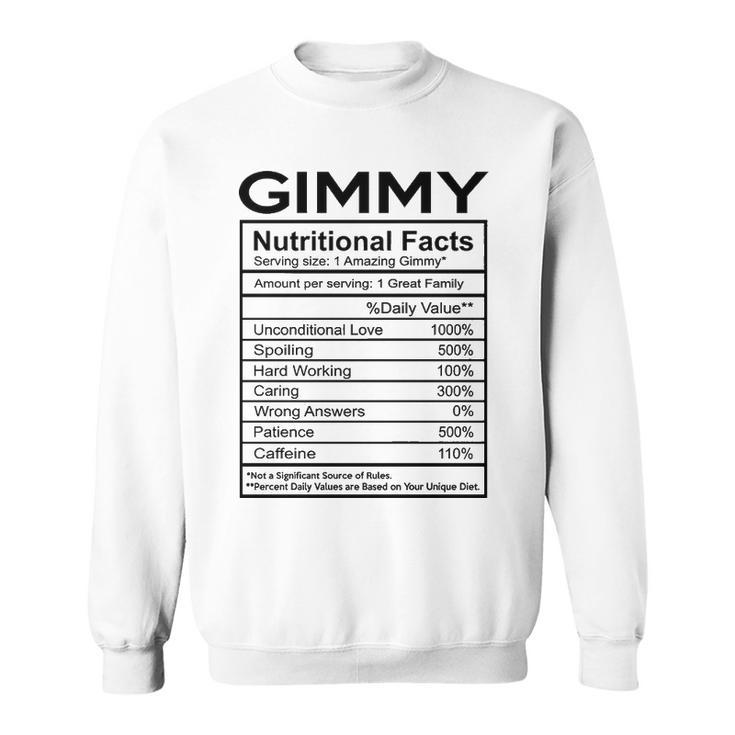 Gimmy Grandma Gift   Gimmy Nutritional Facts Sweatshirt