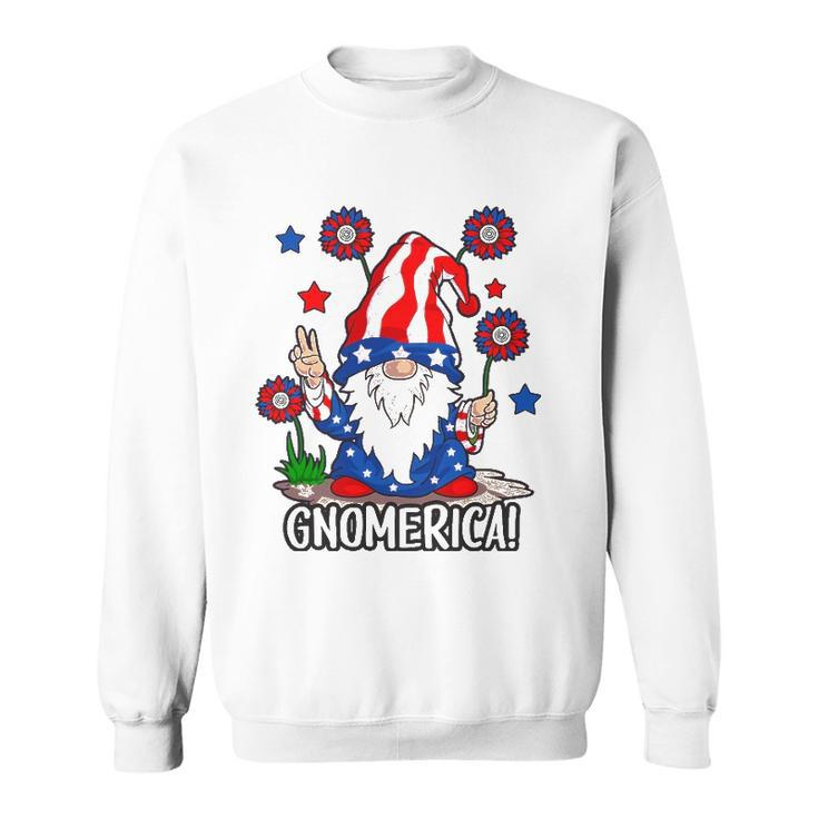 Gnomes 4Th Of July Women Gnomerica Girls American Flag Sweatshirt