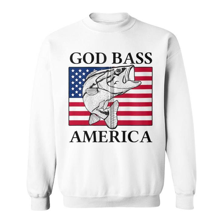 God Bass America Funny Fishing Dad 4Th Of July Usa Patriotic Zip  Sweatshirt