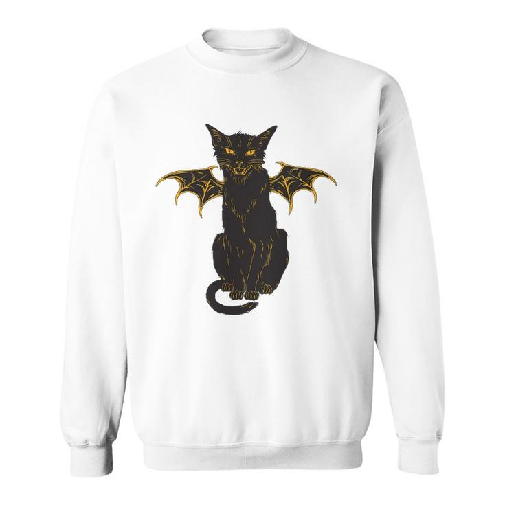 Halloween Black Cat With Wings Men Women Boy Girl Kids Gift Sweatshirt