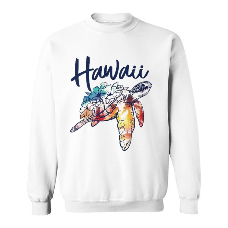 Hawaii Sea Turtle Hawaiian Floral Matching Family Vacation Sweatshirt