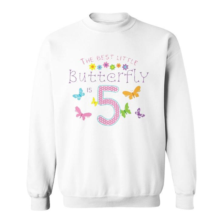 Kids 5Th Fifth Birthday Party Cake Little Butterfly Flower Fairy Sweatshirt