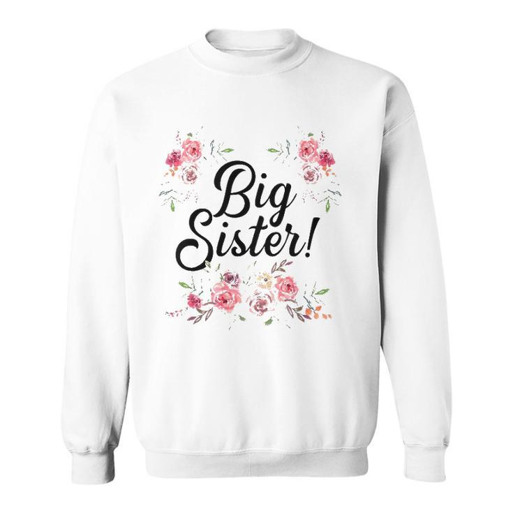 Kids Cute Big Sister Floral Design Toddler Girl Sweatshirt