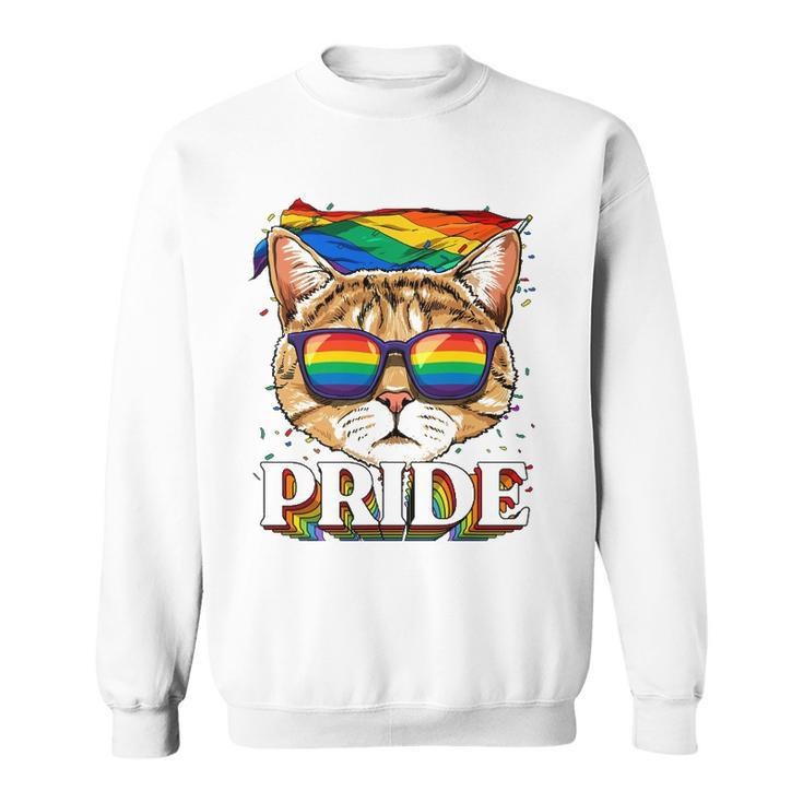 Lgbt Cat Gay Pride Lgbtq Rainbow Flag Sunglasses Sweatshirt