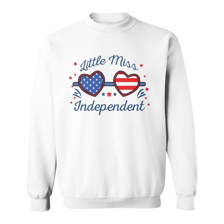 Little Miss Independent American Flag Sunglasses 4Th Of July Sweatshirt