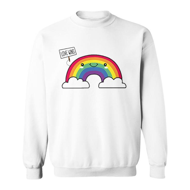 Love Wins Lgbt Kawaii Cute Anime Rainbow Flag Pocket Design Sweatshirt