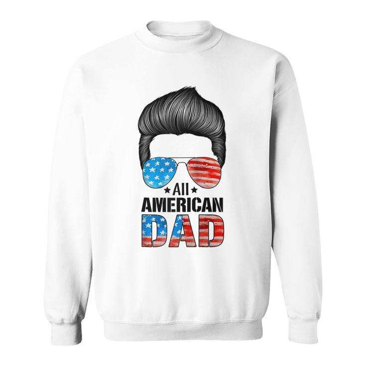 Mens All American Dad 4Th Of July  Fathers Day Beard Mens  Sweatshirt