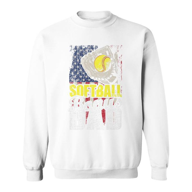 Mens Patriotic Softball Bonus Dad 4Th Of July   Sweatshirt
