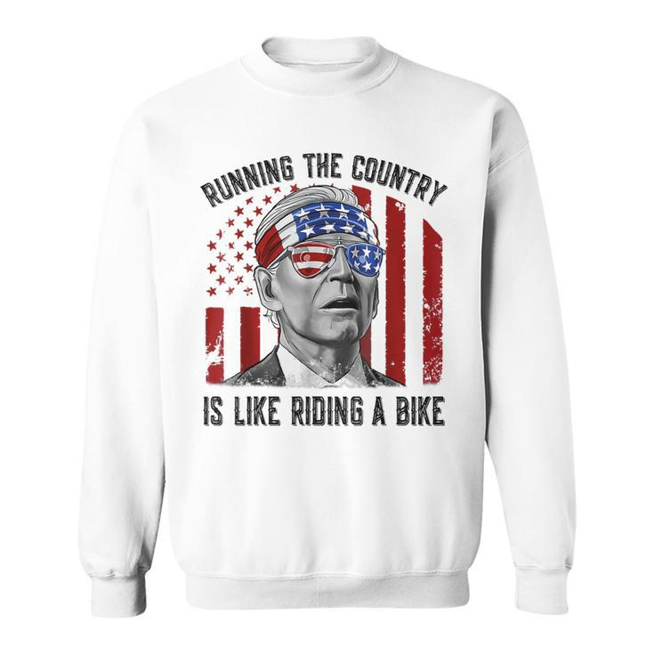 Merry 4Th Of July Joe Biden Falling Off His Bicycle Funny  Sweatshirt