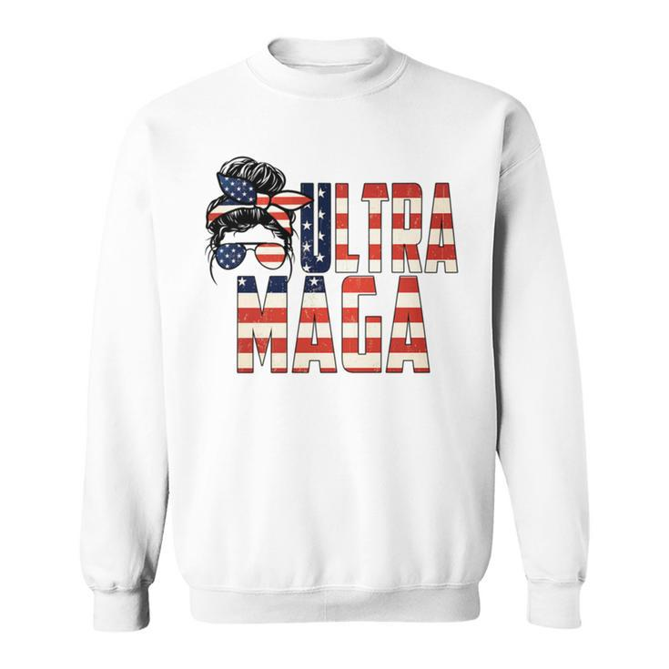 Messy Bun Ultra Maga Flag Sublimation Sweatshirt