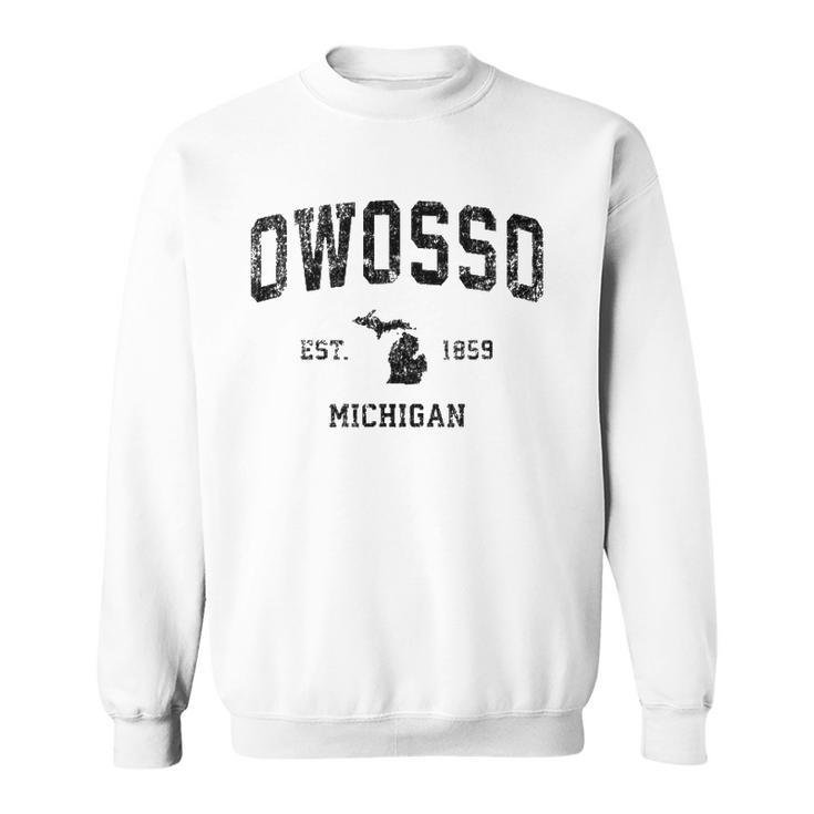 Owosso Michigan Mi Vintage Sports Design Black Print Sweatshirt