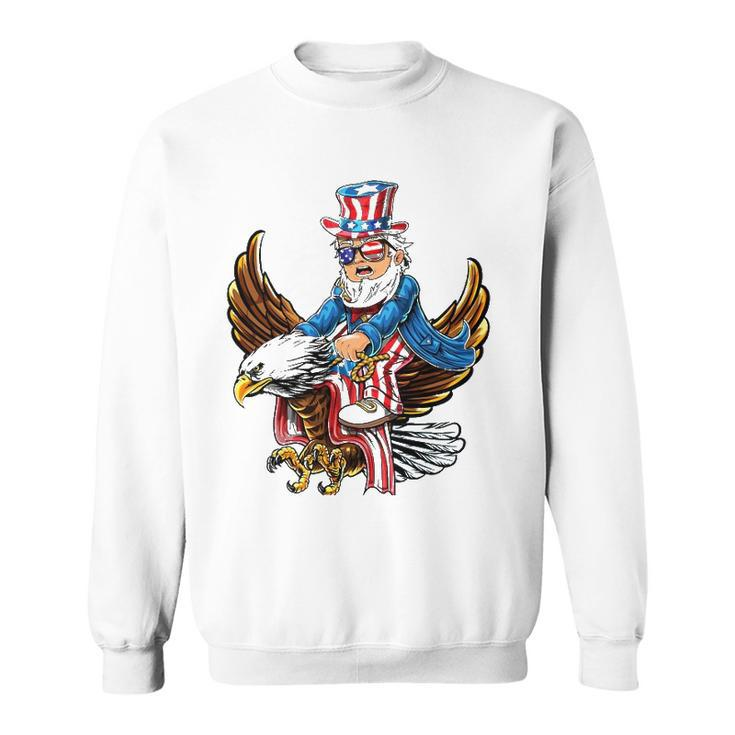 Patriotic Uncle Sam Bald Eagle 4Th Of July American Flag Boy Sweatshirt