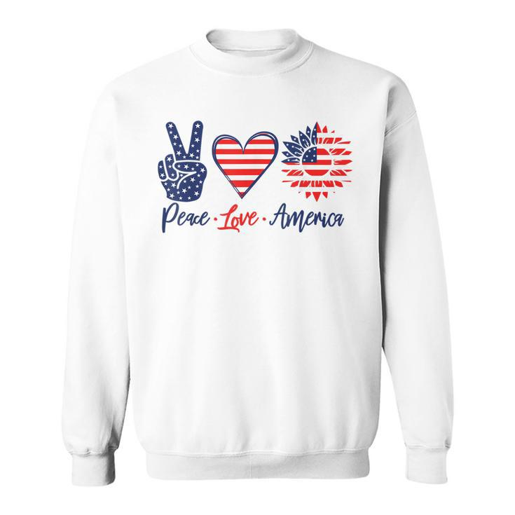 Peace Love America Sunflower Funny 4Th Of July Fireworks  Sweatshirt