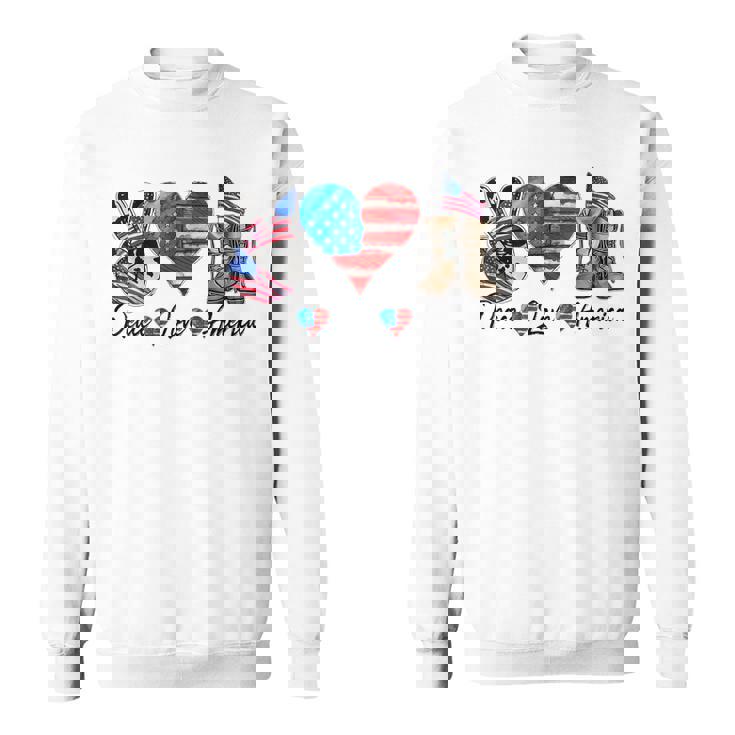 Peace Love America Vintage 4Th Of July Western America Flag Sweatshirt