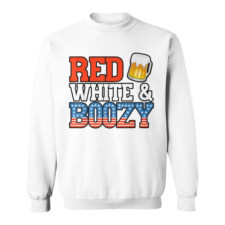 Red White And Boozy Funny 4Th Of July Drinking Crew Party  Sweatshirt