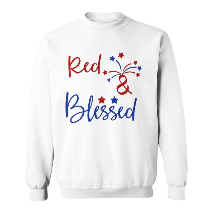 Red White Blessed  4Th Of July Cute Patriotic America Sweatshirt