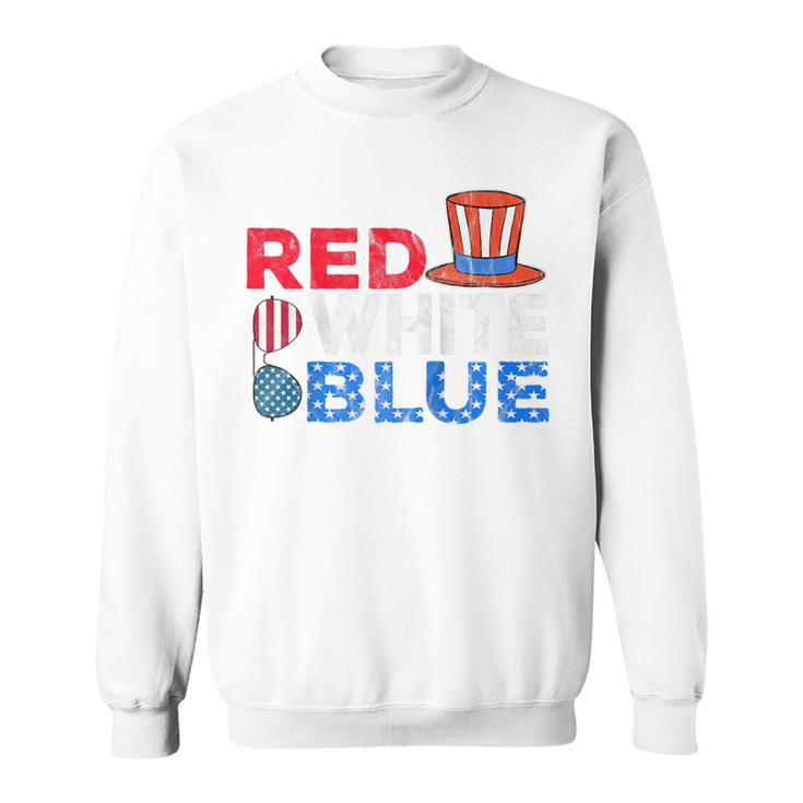 Red White Blue American Flag 4Th Of July Funny Gift Mom Dad  Sweatshirt