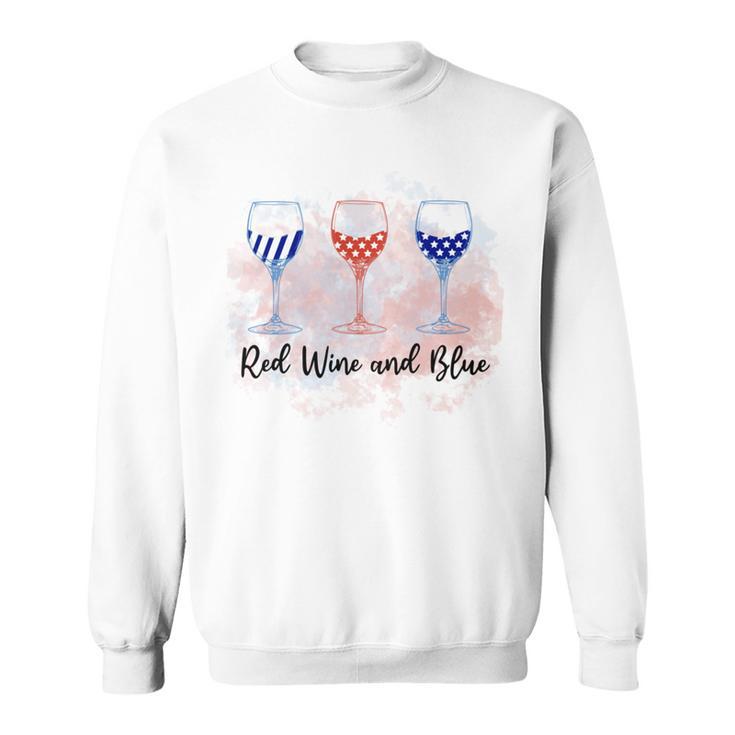 Red Wine  Blue  4Th Of July  Wine Red  White Blue Wine Glasses Sweatshirt