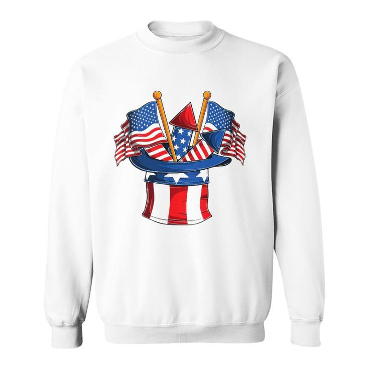 Retro 4Th Of July Hat Patriotic American Flag Vintage Sweatshirt