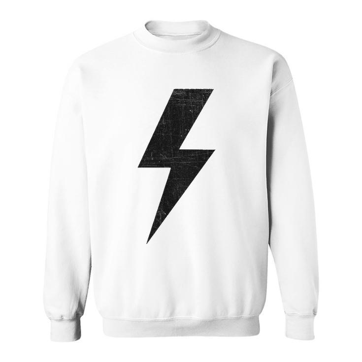 Retro Distressed Bolt Lightning Black Design Power Symbol Sweatshirt