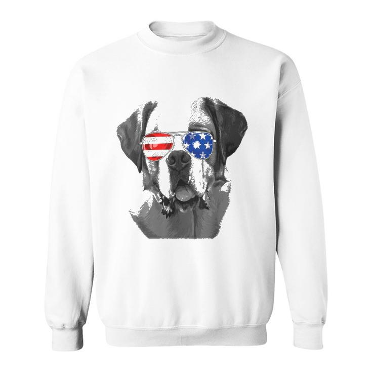 Saint Bernard Dog Sunglasses Flag American 4Th Of July Funny Sweatshirt
