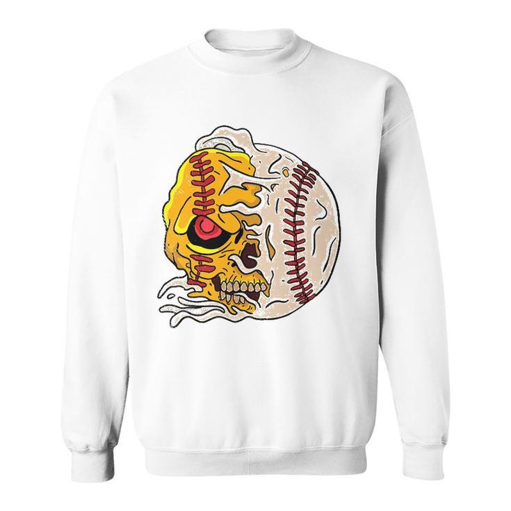 Skull Baseball Cool Skeleton Sports Player Pitcher Catcher Sweatshirt