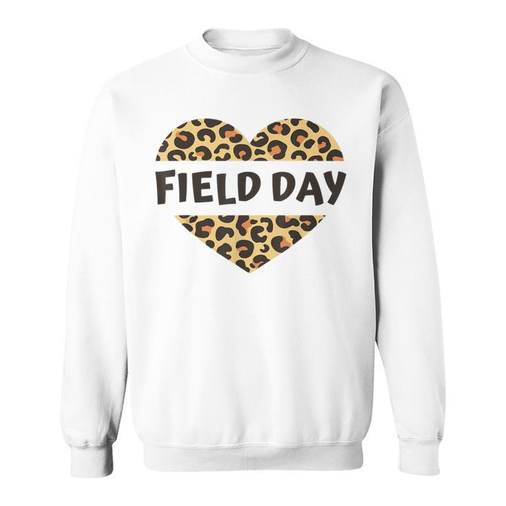 Teachers Field Day Leopard Heart Last Day Of School Kids Men  Sweatshirt