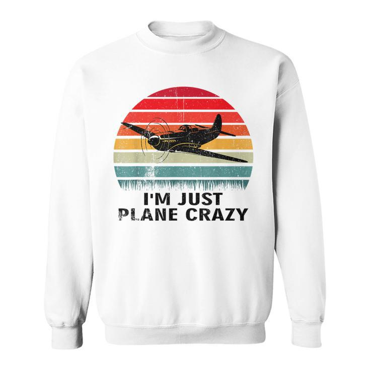 Vintage Im Just Plane Crazy Airplane Pilots Aviation Day  Sweatshirt