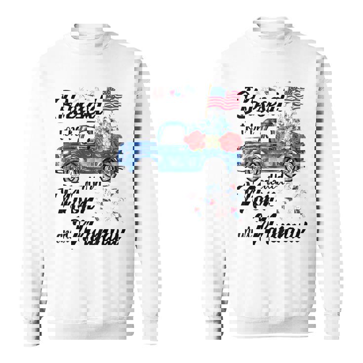 Women 4Th July American Flag Patriotic Blessed Mom Mamaw  Sweatshirt