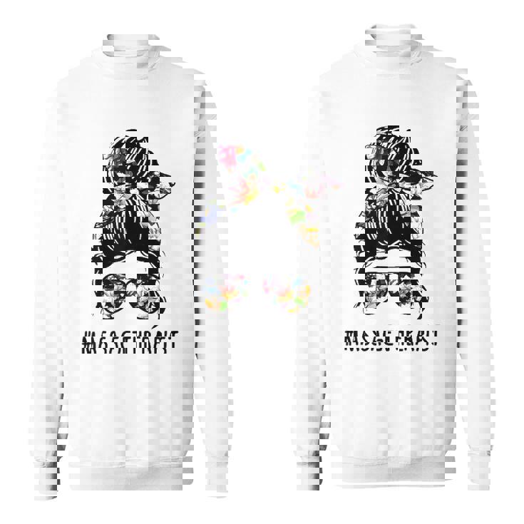 Women Lotus Massage Therapist Messy Bun Gift Sweatshirt