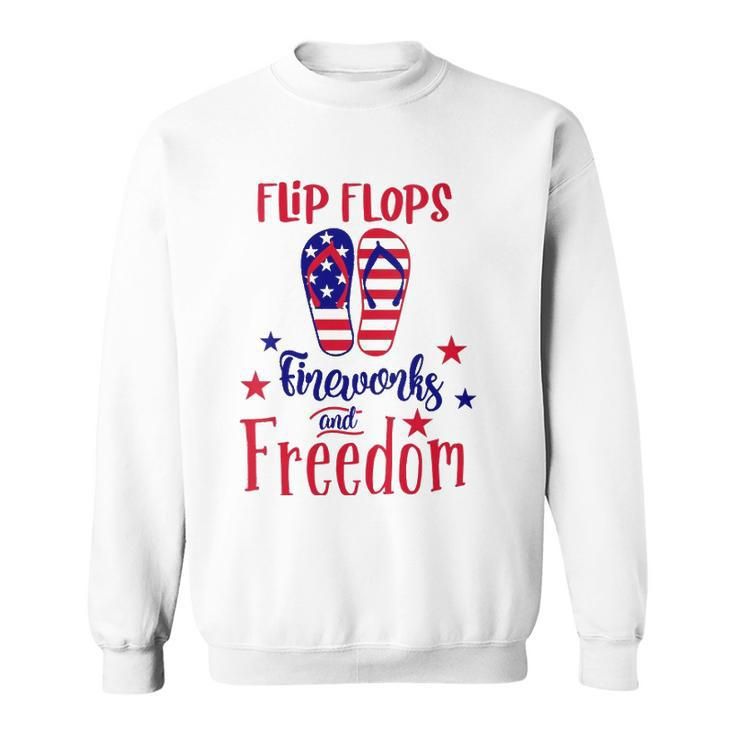 Womens July 4Th Flip Flops Fireworks & Freedom 4Th Of July Party V-Neck Sweatshirt