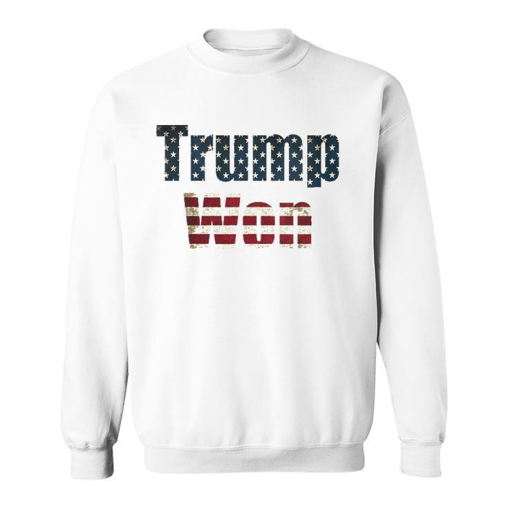 Womens Trump Won Fourth Of July Flag 2024 V-Neck Sweatshirt