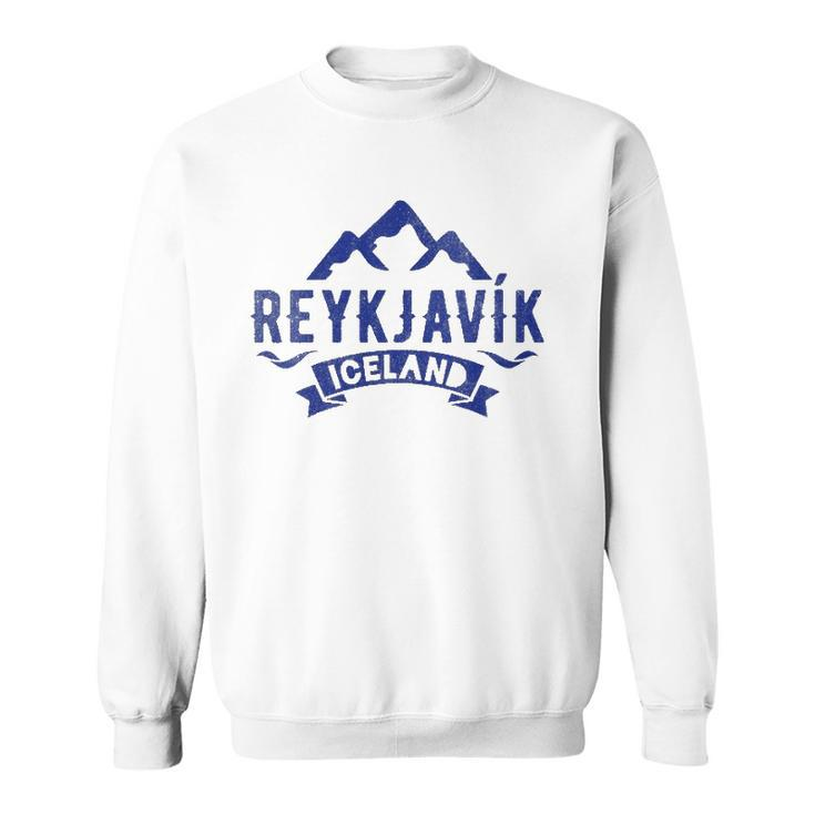 Womens Vintage Reykjavik Iceland With Glaciers Sweatshirt