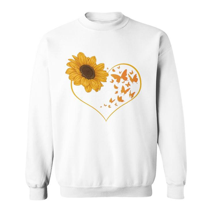 Yellow Flower Sunflowers Heart Butterfly Blossom Sunflower Sweatshirt