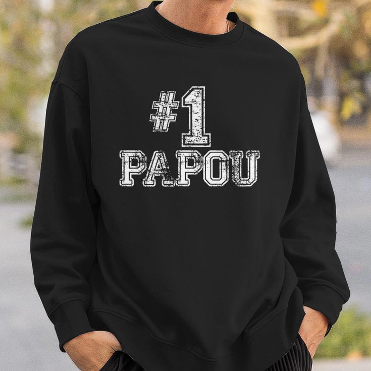 1 Papou Number One Sports Fathers Day Gift Sweatshirt Gifts for Him