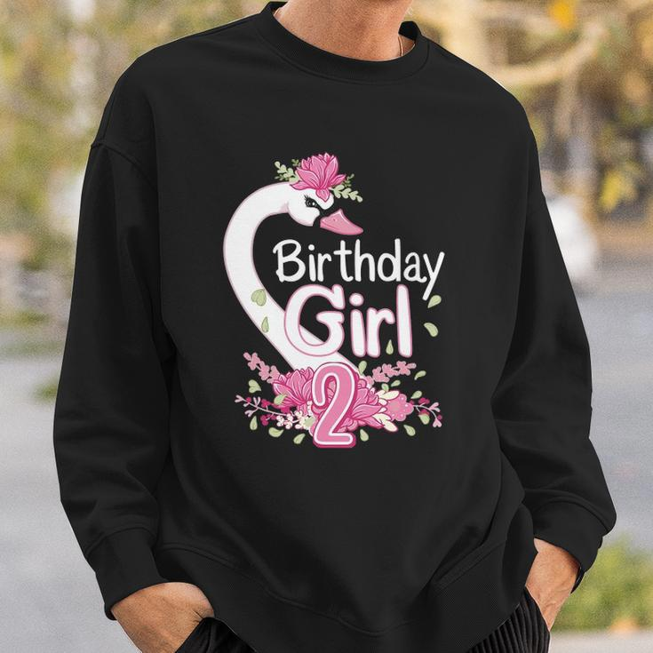 2Nd Birthday Wildlife Swan Animal 2 Years Old Birthday Girl Sweatshirt Gifts for Him