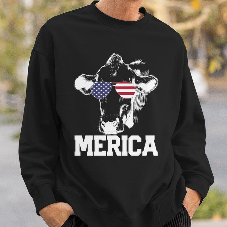 4Th Of July 4Th Cow American Flag Usa Men Women Retro Merica Sweatshirt Gifts for Him