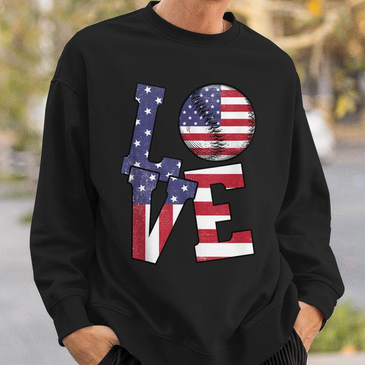 4Th Of July Love Baseball Patriotic Usa Flag For Dad Mom Sweatshirt Gifts for Him