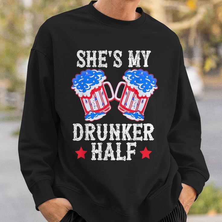 4Th Of July Matching Couple Shes Is My Drunker Half Sweatshirt Gifts for Him