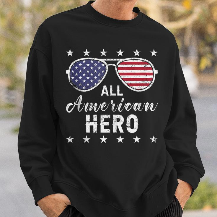 All American Hero Dad 4Th Of July Sunglasses Fathers Day Sweatshirt Gifts for Him