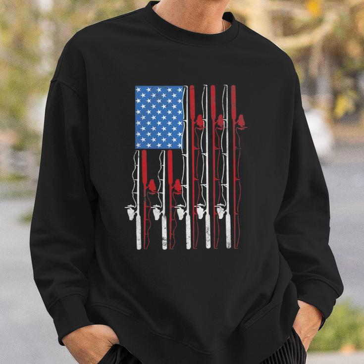 American Flag Fishing Patriotic FishermanFishing Rods Flag Sweatshirt Gifts for Him