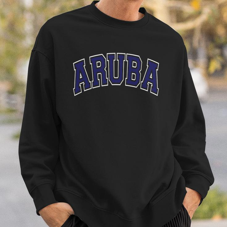 Aruba Varsity Style Navy Blue Text Sweatshirt Gifts for Him