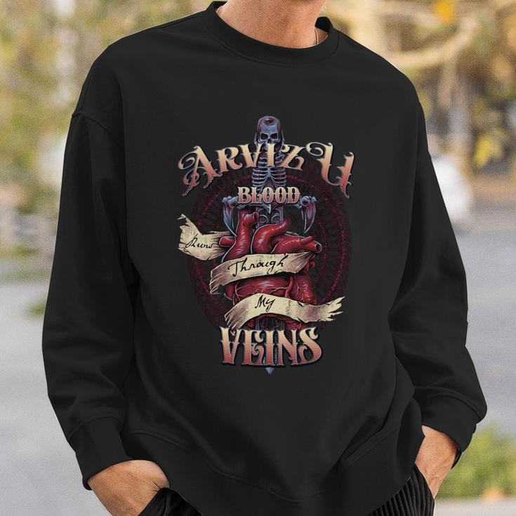 Arvizu Blood Runs Through My Veins Name Sweatshirt Gifts for Him