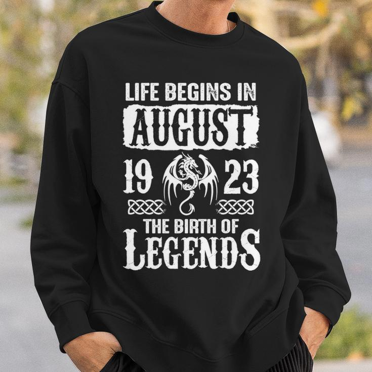 August 1923 Birthday Life Begins In August 1923 Sweatshirt Gifts for Him