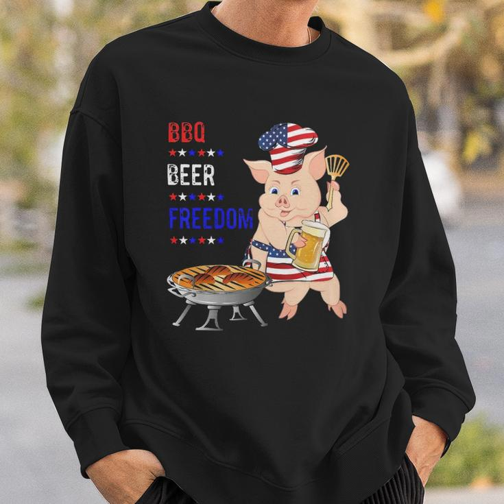 Bbq Beer Freedom Pig American Flag Sweatshirt Gifts for Him
